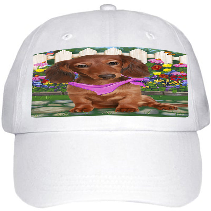 Spring Floral Dachshund Dog Ball Hat Cap HAT53244