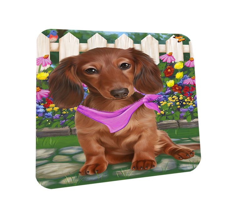 Spring Floral Dachshund Dog Coasters Set of 4 CST49796