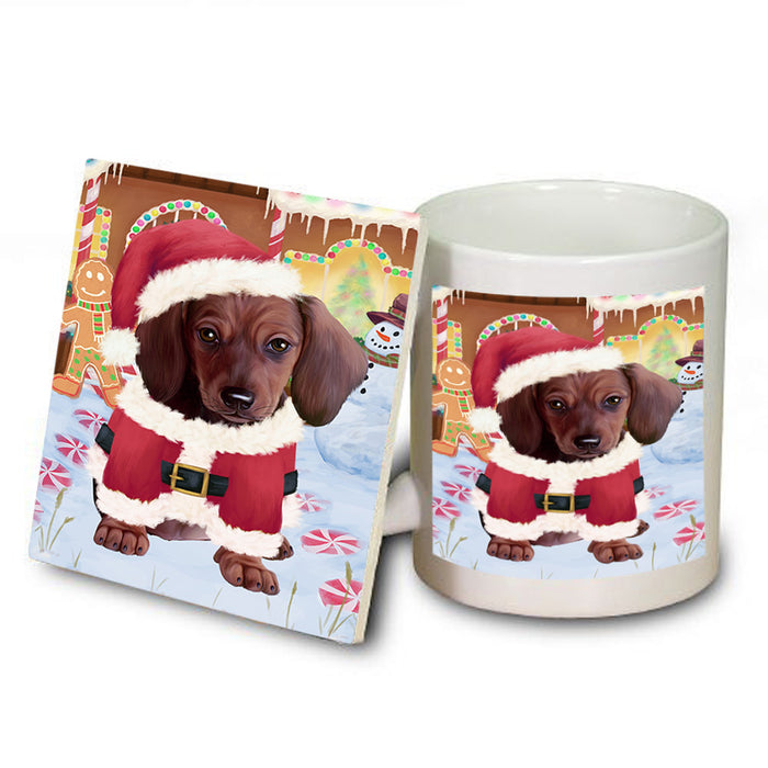 Christmas Gingerbread House Candyfest Dachshund Dog Mug and Coaster Set MUC56220