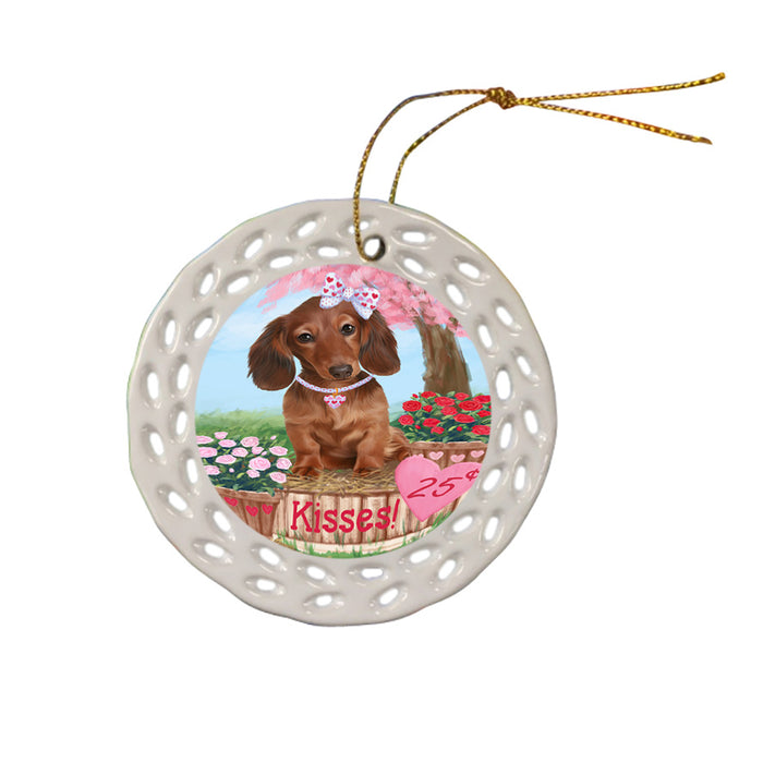 Rosie 25 Cent Kisses Dachshund Dog Ceramic Doily Ornament DPOR56121