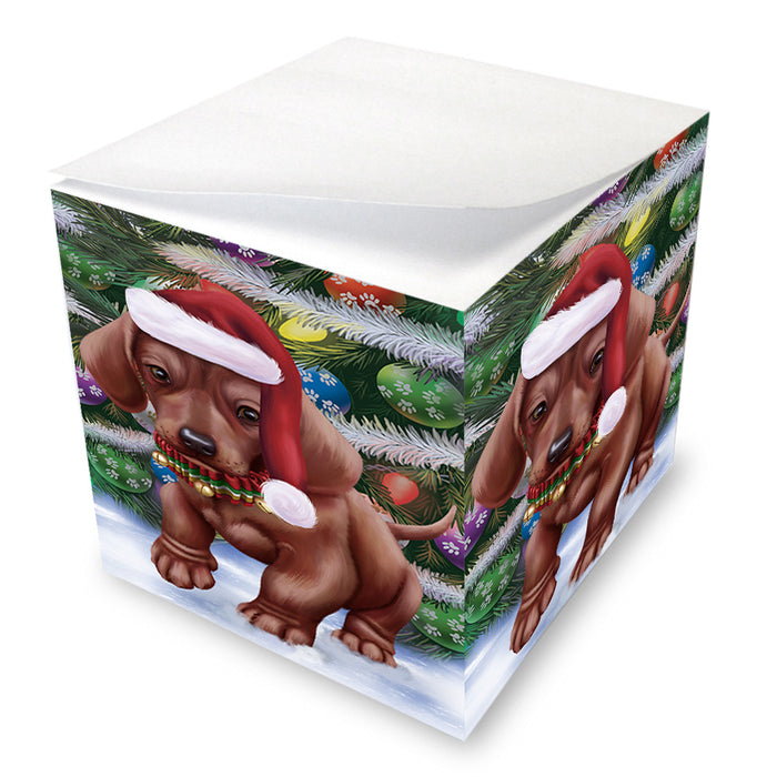 Trotting in the Snow Dachshund Dog Note Cube NOC56214