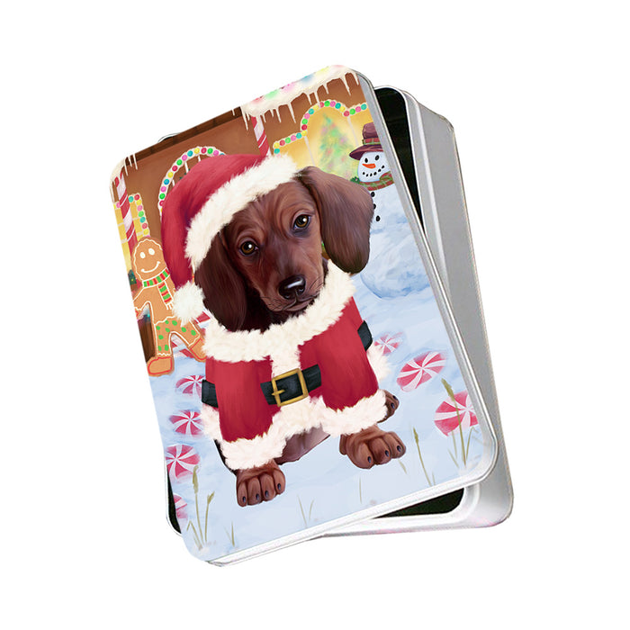 Christmas Gingerbread House Candyfest Dachshund Dog Photo Storage Tin PITN56147