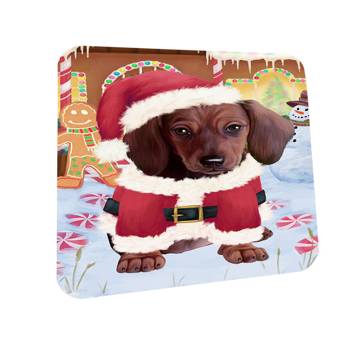 Christmas Gingerbread House Candyfest Dachshund Dog Coasters Set of 4 CST56186