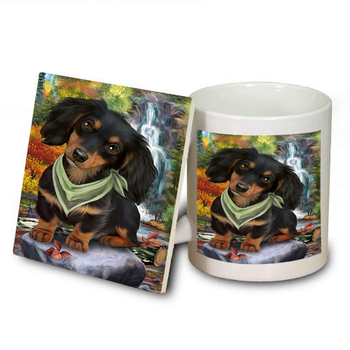 Scenic Waterfall Dachshund Dog Mug and Coaster Set MUC51859