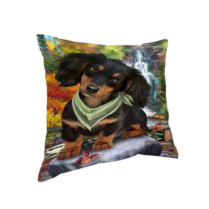 Scenic Waterfall Dachshund Dog Pillow PIL63832