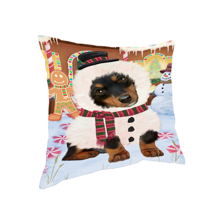 Christmas Gingerbread House Candyfest Dachshund Dog Pillow PIL79208