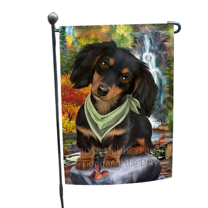 Scenic Waterfall Dachshund Dog Garden Flag GFLG51864