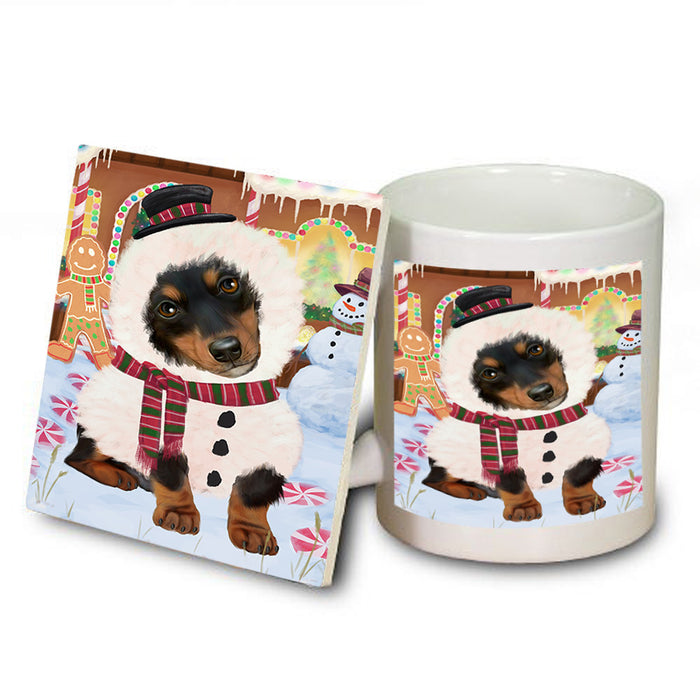 Christmas Gingerbread House Candyfest Dachshund Dog Mug and Coaster Set MUC56221