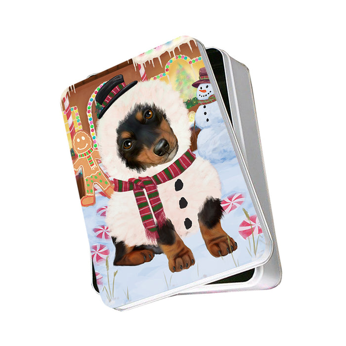 Christmas Gingerbread House Candyfest Dachshund Dog Photo Storage Tin PITN56148