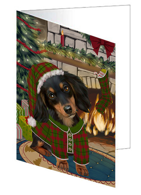 The Stocking was Hung Biewer Terrier Dog Handmade Artwork Assorted Pets Greeting Cards and Note Cards with Envelopes for All Occasions and Holiday Seasons GCD70169
