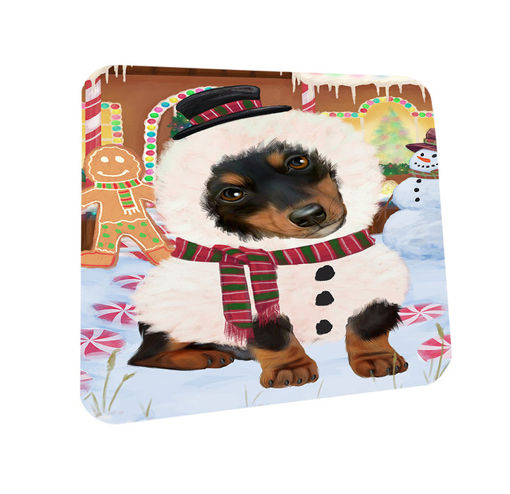 Christmas Gingerbread House Candyfest Dachshund Dog Coasters Set of 4 CST56187