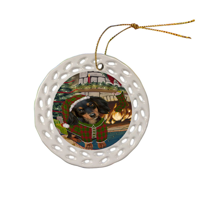 The Stocking was Hung Dachshund Dog Ceramic Doily Ornament DPOR55649