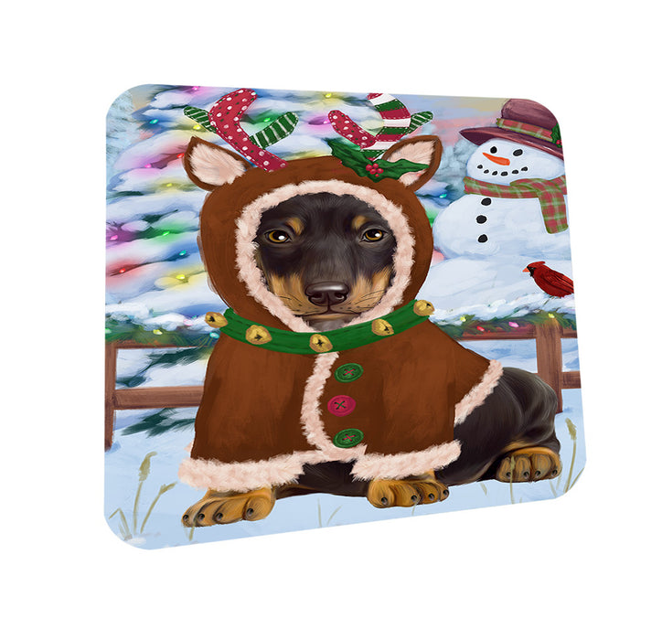 Christmas Gingerbread House Candyfest Dachshund Dog Coasters Set of 4 CST56188