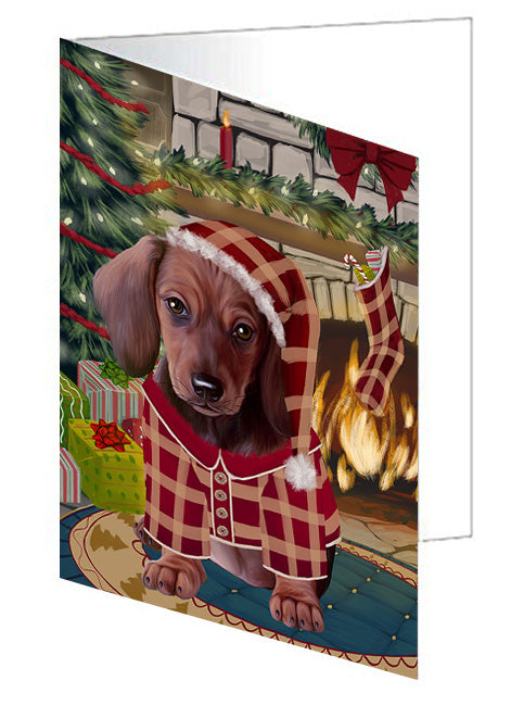 The Stocking was Hung Biewer Terrier Dog Handmade Artwork Assorted Pets Greeting Cards and Note Cards with Envelopes for All Occasions and Holiday Seasons GCD70166
