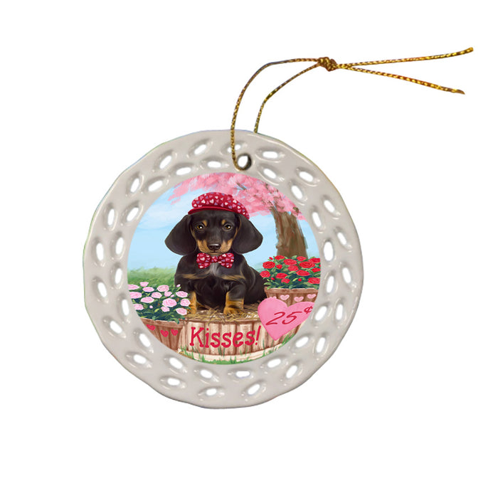 Rosie 25 Cent Kisses Dachshund Dog Ceramic Doily Ornament DPOR56123
