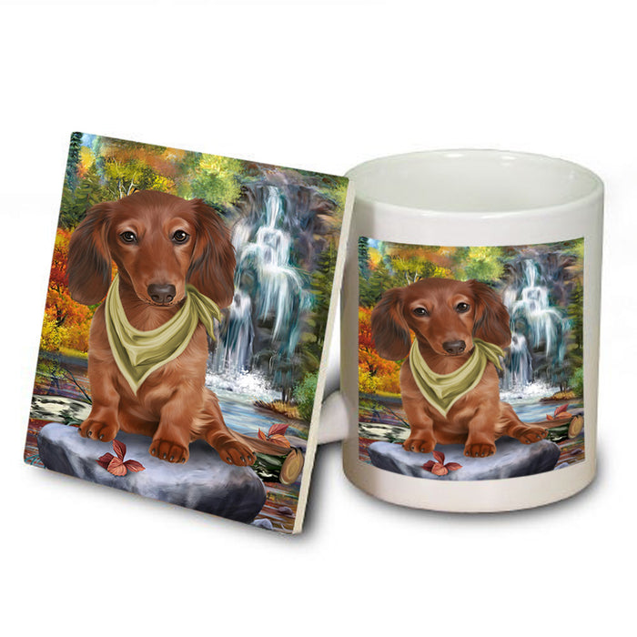 Scenic Waterfall Dachshund Dog Mug and Coaster Set MUC51860