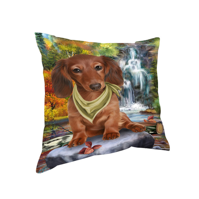 Scenic Waterfall Dachshund Dog Pillow PIL63836