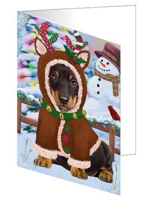 Christmas Gingerbread House Candyfest Dachshund Dog Handmade Artwork Assorted Pets Greeting Cards and Note Cards with Envelopes for All Occasions and Holiday Seasons GCD73205