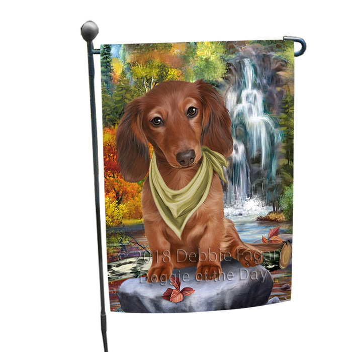 Scenic Waterfall Dachshund Dog Garden Flag GFLG51865