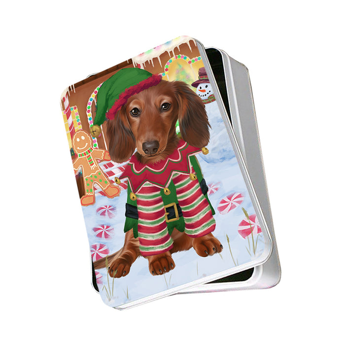 Christmas Gingerbread House Candyfest Dachshund Dog Photo Storage Tin PITN56150