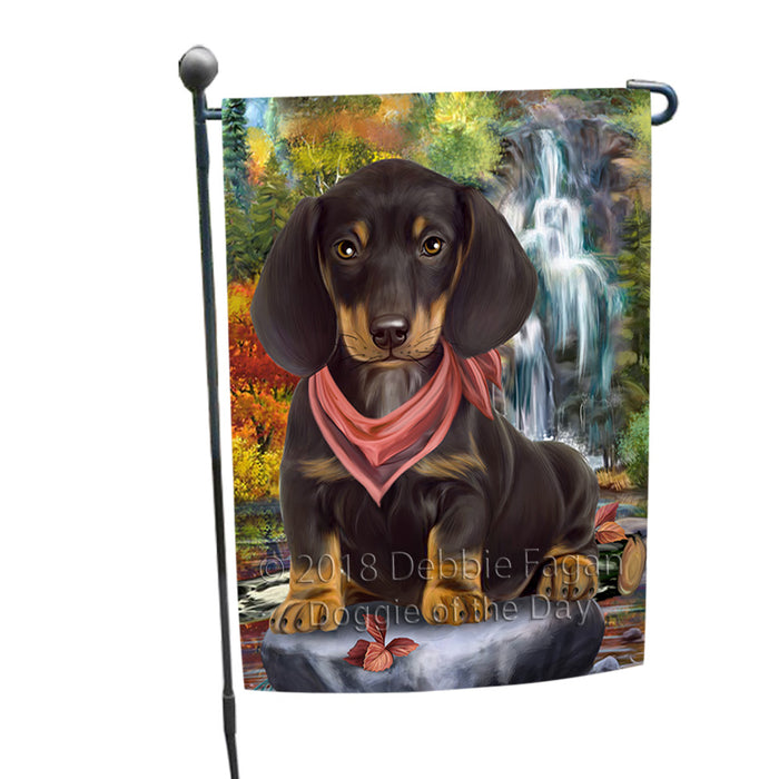 Scenic Waterfall Dachshund Dog Garden Flag GFLG51866