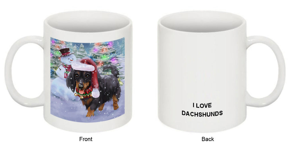 Trotting in the Snow Dachshund Dog Coffee Mug MUG49969