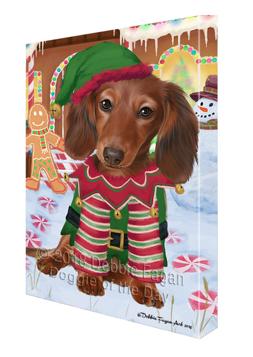 Christmas Gingerbread House Candyfest Dachshund Dog Canvas Print Wall Art Décor CVS128303