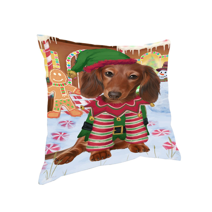 Christmas Gingerbread House Candyfest Dachshund Dog Pillow PIL79216
