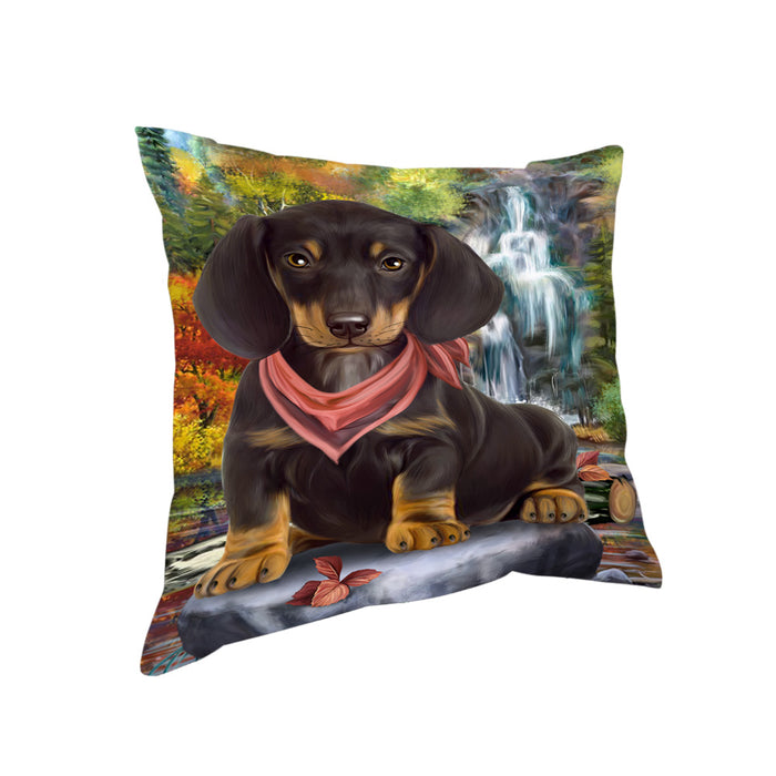 Scenic Waterfall Dachshund Dog Pillow PIL63840