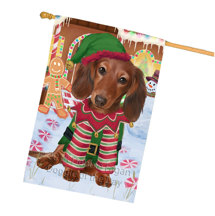 Christmas Gingerbread House Candyfest Dachshund Dog House Flag FLG56915