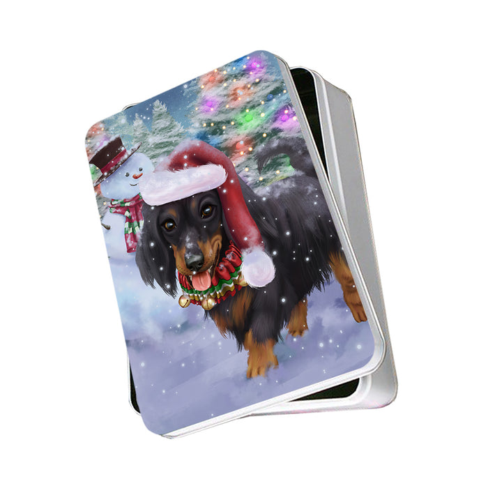 Trotting in the Snow Dachshund Dog Photo Storage Tin PITN54514