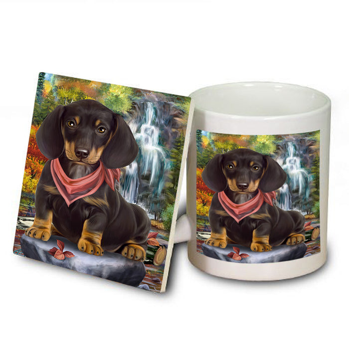 Scenic Waterfall Dachshund Dog Mug and Coaster Set MUC51861