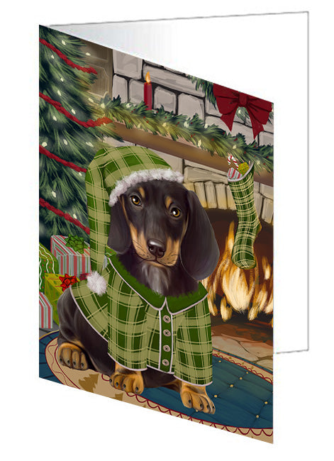 The Stocking was Hung Biewer Terrier Dog Handmade Artwork Assorted Pets Greeting Cards and Note Cards with Envelopes for All Occasions and Holiday Seasons GCD70163