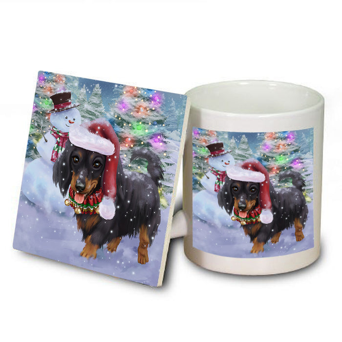 Trotting in the Snow Dachshund Dog Mug and Coaster Set MUC54563