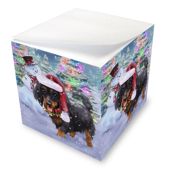 Trotting in the Snow Dachshund Dog Note Cube NOC56217
