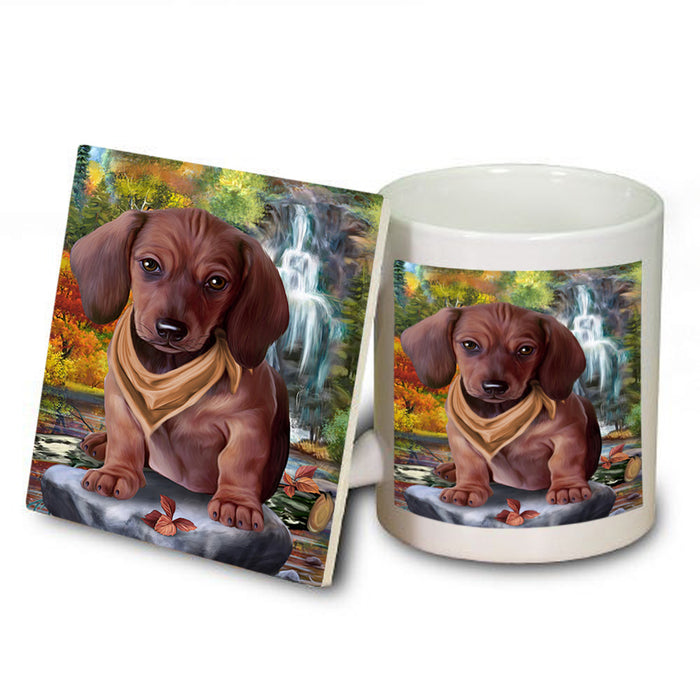Scenic Waterfall Dachshund Dog Mug and Coaster Set MUC51862