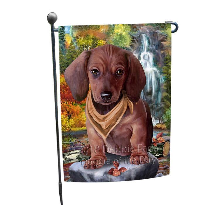 Scenic Waterfall Dachshund Dog Garden Flag GFLG51867