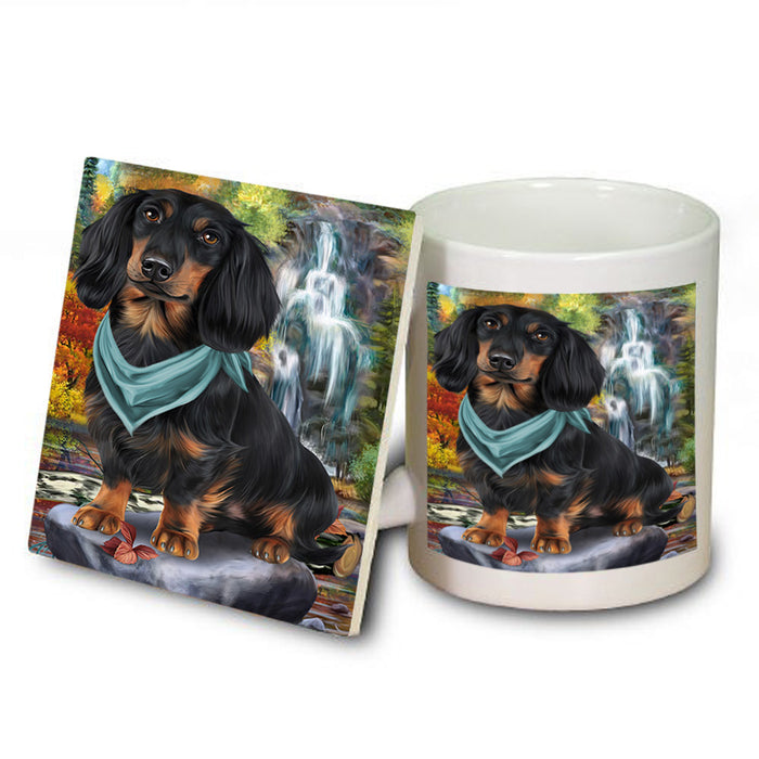 Scenic Waterfall Dachshund Dog Mug and Coaster Set MUC51863