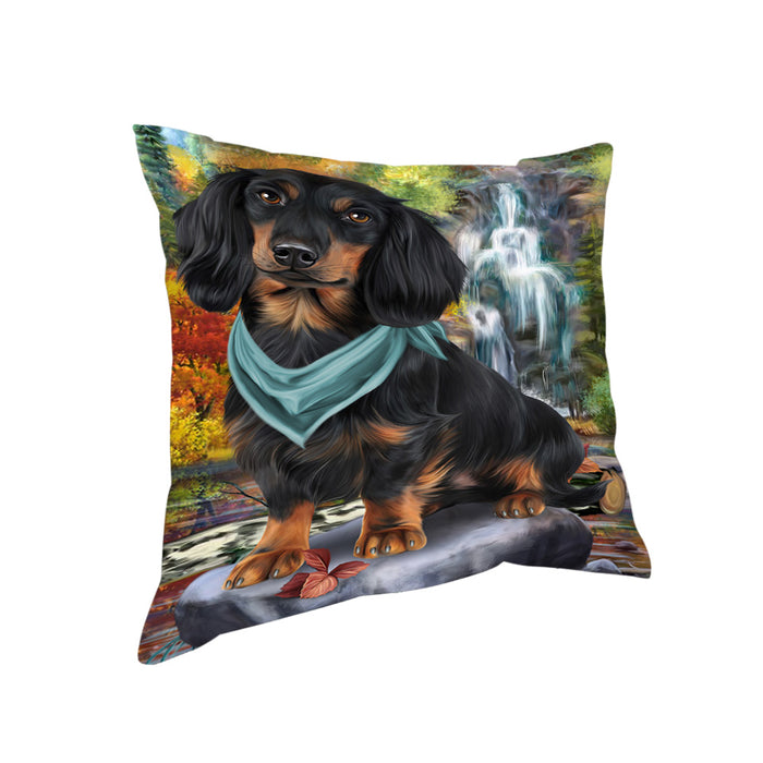 Scenic Waterfall Dachshund Dog Pillow PIL63848