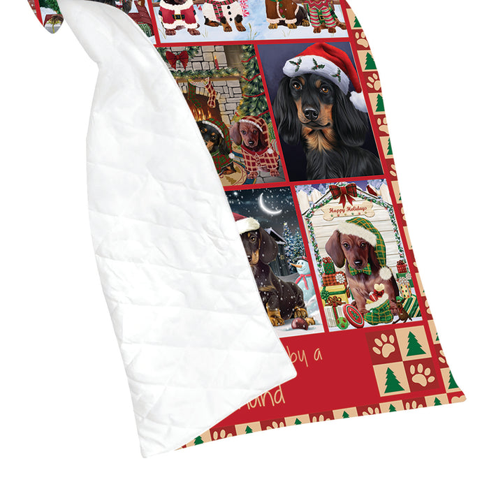 Love is Being Owned Christmas Dachshund Dogs Quilt