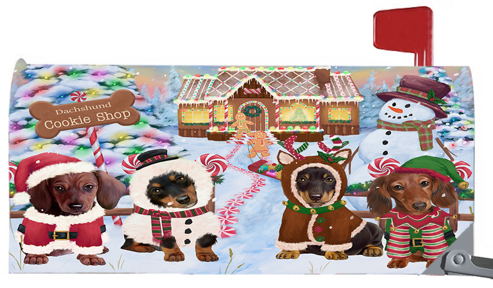 Christmas Holiday Gingerbread Cookie Shop Dachshund Dogs 6.5 x 19 Inches Magnetic Mailbox Cover Post Box Cover Wraps Garden Yard Décor MBC48988