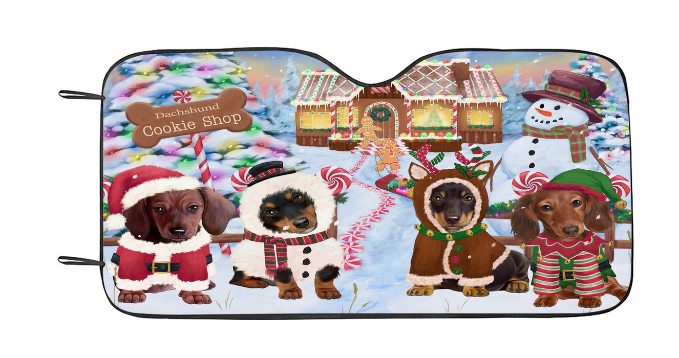 Holiday Gingerbread Cookie Dachshund Dogs Car Sun Shade