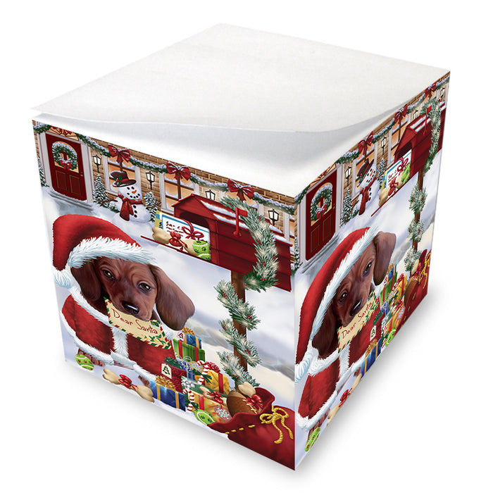 Dachshund Dog Dear Santa Letter Christmas Holiday Mailbox Note Cube NOC55543