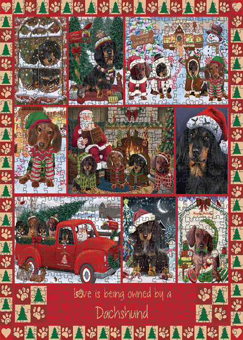 Love is Being Owned Christmas Dachshund Dogs Puzzle with Photo Tin PUZL99360