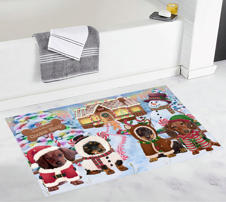 Holiday Gingerbread Cookie Dachshund Dogs Bath Mat