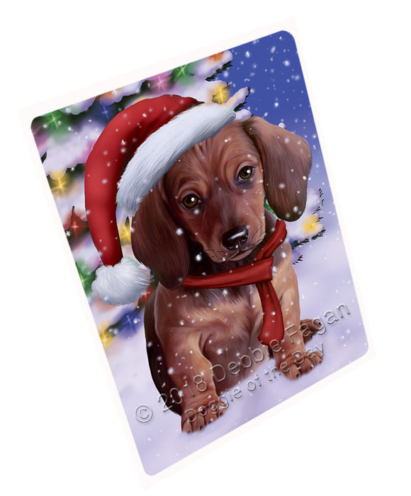 Winterland Wonderland Dachshund Dog In Christmas Holiday Scenic Background  Cutting Board C64611