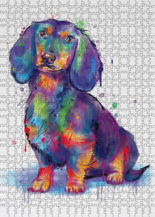 Watercolor Dachshund Dog Puzzle with Photo Tin PUZL97144