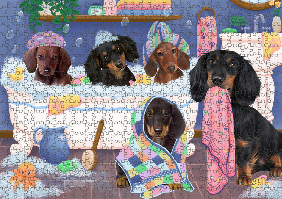 Rub A Dub Dogs In A Tub Dachshunds Dog Puzzle with Photo Tin PUZL95340
