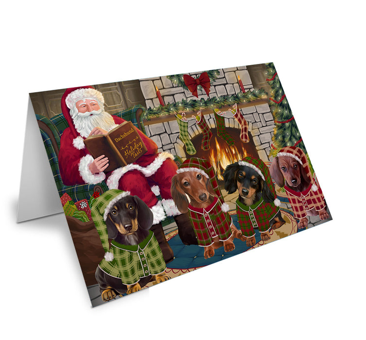 Christmas Cozy Holiday Tails Dachshunds Dog Handmade Artwork Assorted Pets Greeting Cards and Note Cards with Envelopes for All Occasions and Holiday Seasons GCD69878