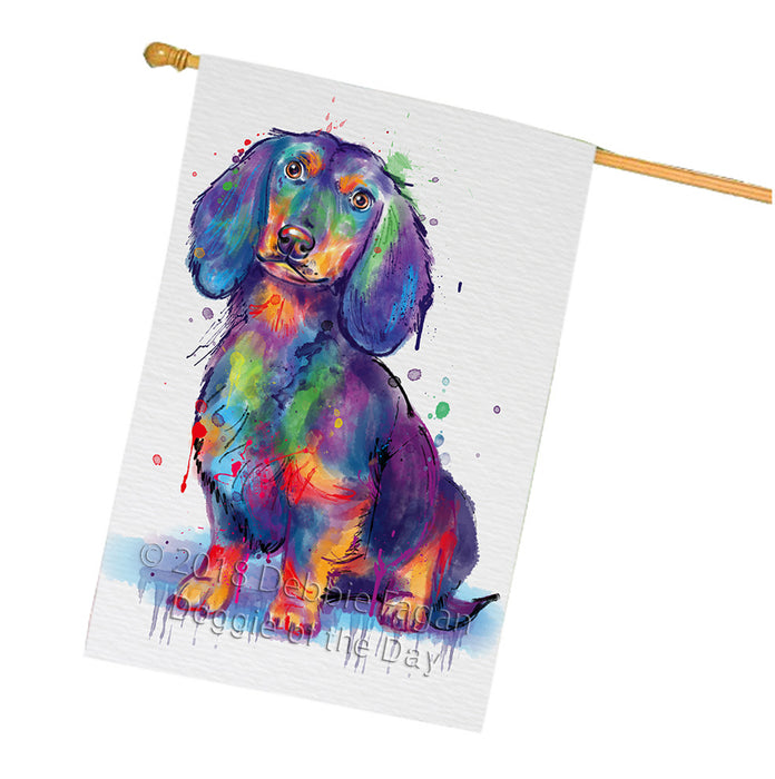 Watercolor Dachshund Dog House Flag FLG65108